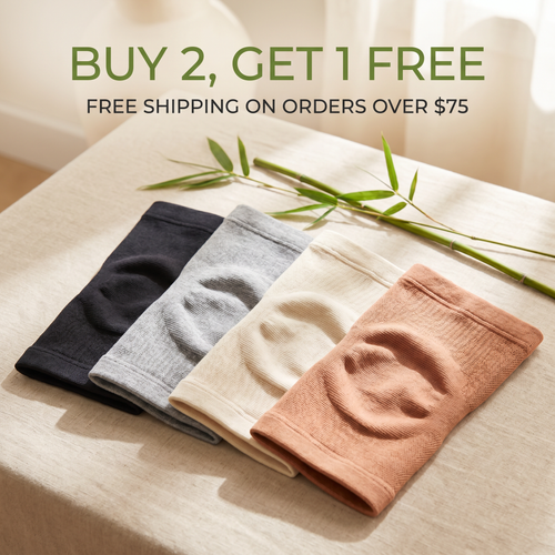 BambooFlex sleeve in four colors fanned on linen